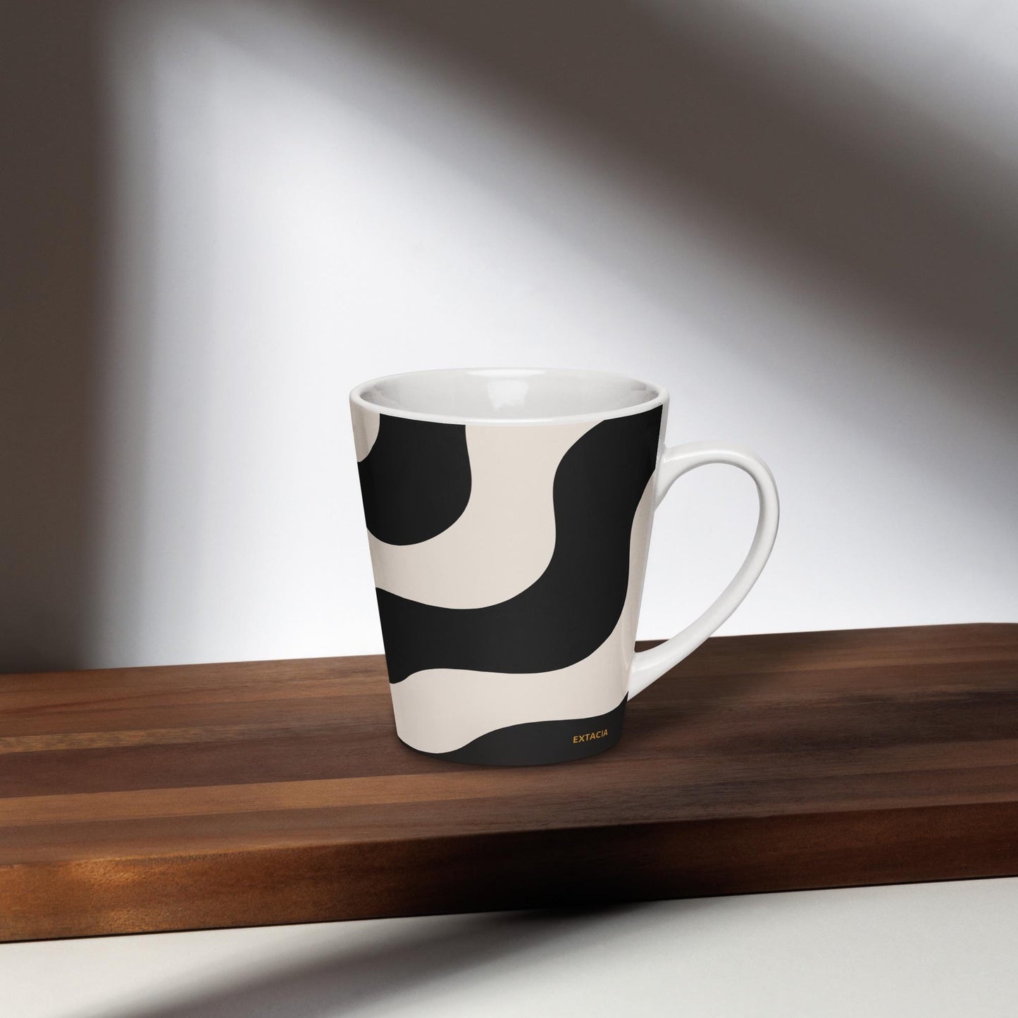 Mug à café en Céramique Blanche - Tasse 12 oz -  Élégante, Ergonomique – Bureau, Cuisine, Maison, Cadeau - Design Graphique Minimaliste