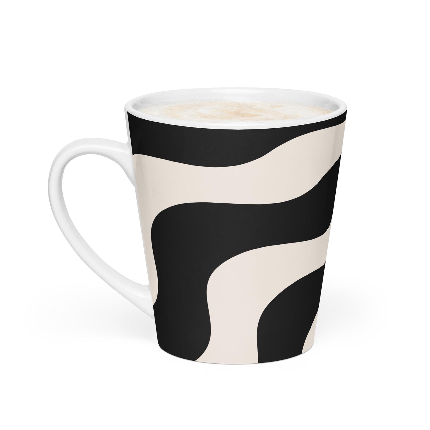 Mug à café en Céramique Blanche - Tasse 12 oz -  Élégante, Ergonomique – Bureau, Cuisine, Maison, Cadeau - Design Graphique Minimaliste