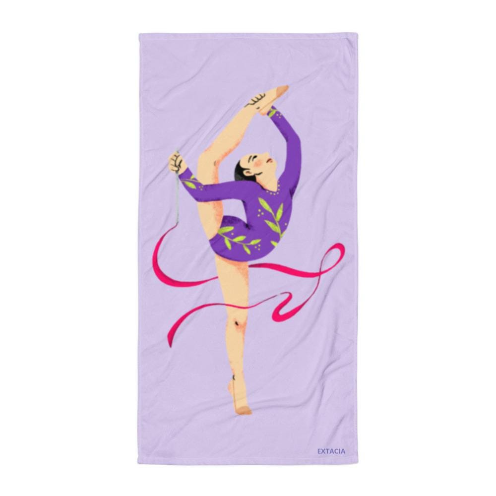 Serviette de Bain et de Plage en Coton - Douce Absorbante Compacte - Sport, Piscine surf - cadeau, anniversaire - Design Danseuse, Gymnaste