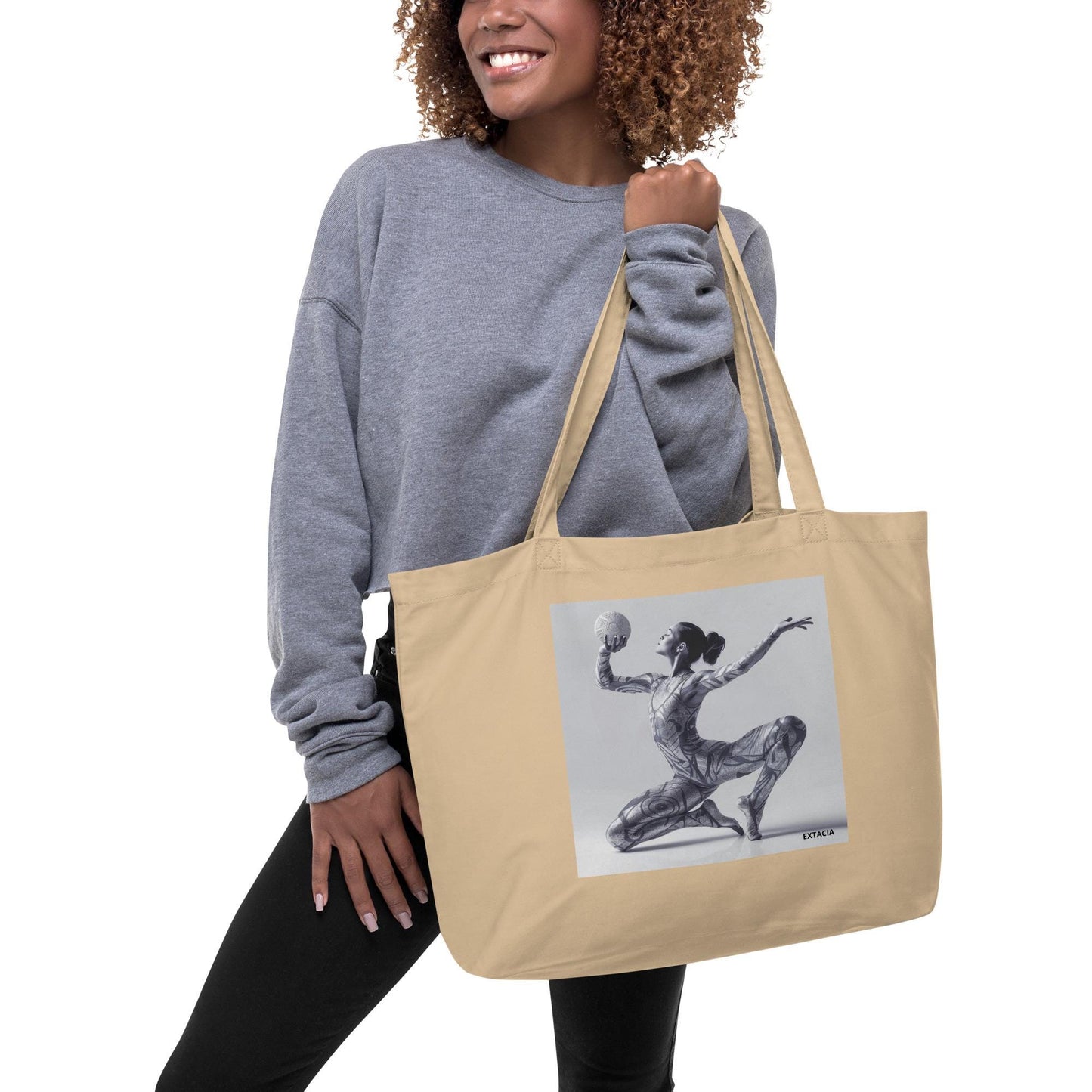 Grand Cabas en toile 100% Coton Biologique - Personnalisable – Gymnaste, Danseuse - Grand Tote Bag éco responsable, cadeau pratique, durable