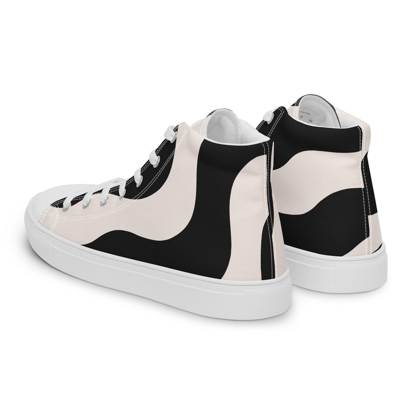 Baskets montantes en toile homme - Beige et Noir – À lacets, légères et confortables – Graphique