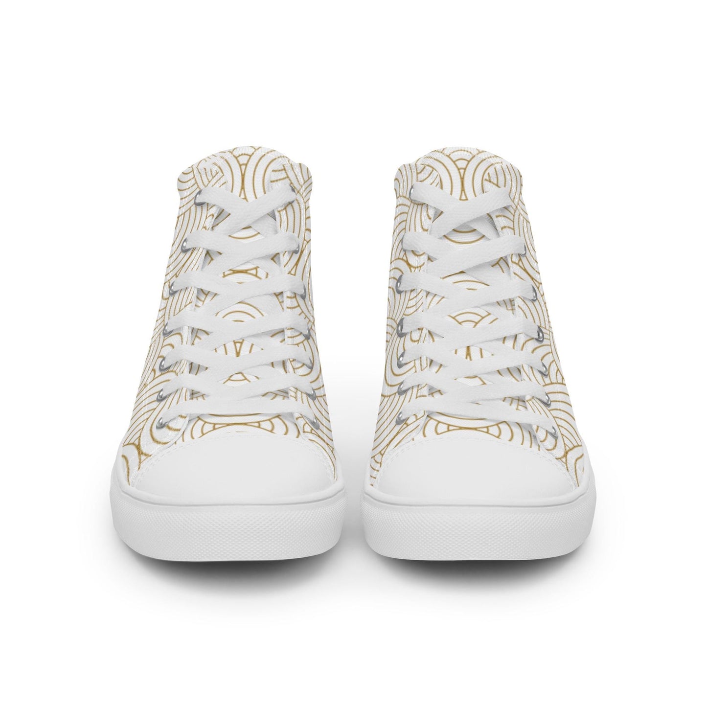 Baskets hautes en toile femme - Blanc et Or – Légères et confortables – Graphique
