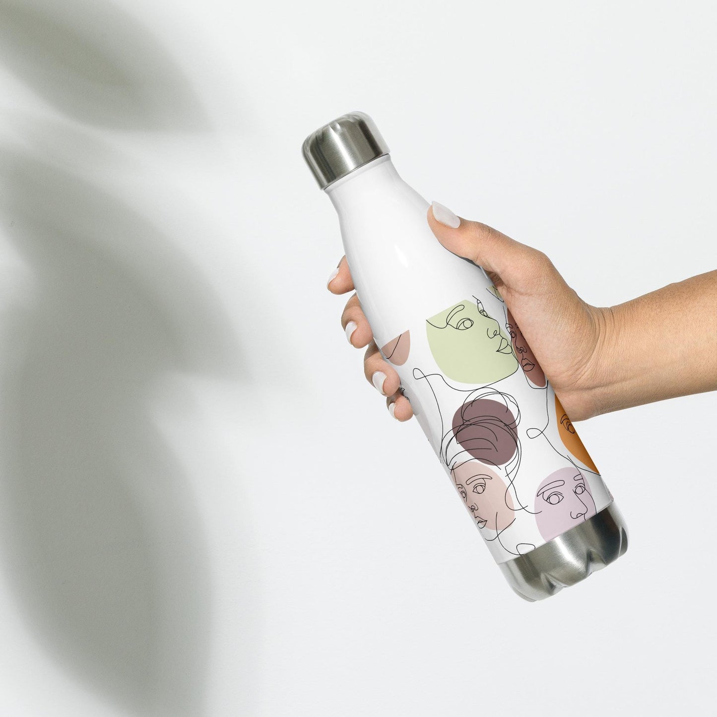 Bouteille en Inox - Gourde Étanche Isotherme en Acier Inoxydable – Design Artistique Visages Féminins Calligraphie - Durable – Bureau, Sport