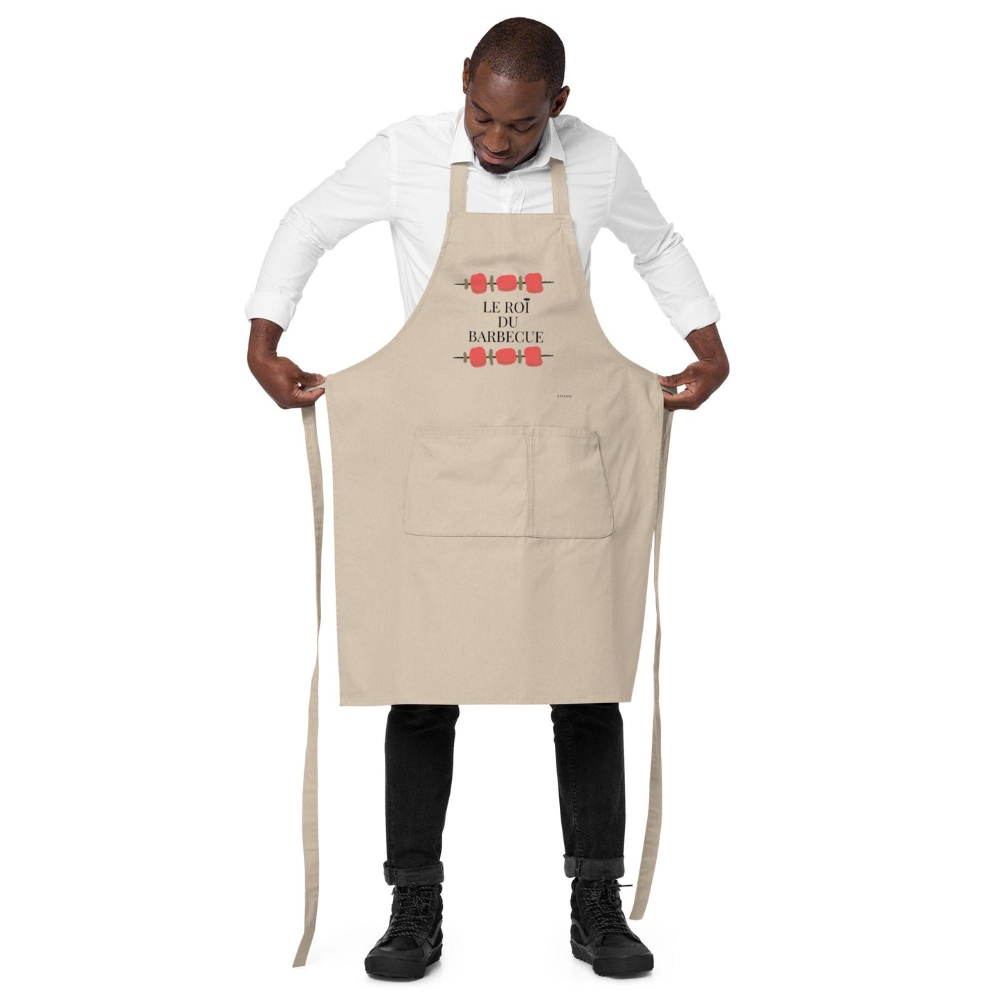 Tablier pour Homme 100 % Coton Bio "Le Roi du Barbecue" - Cadeau BBQ Original - coton biologique, Accessoire cuisine, cadeau papa mari