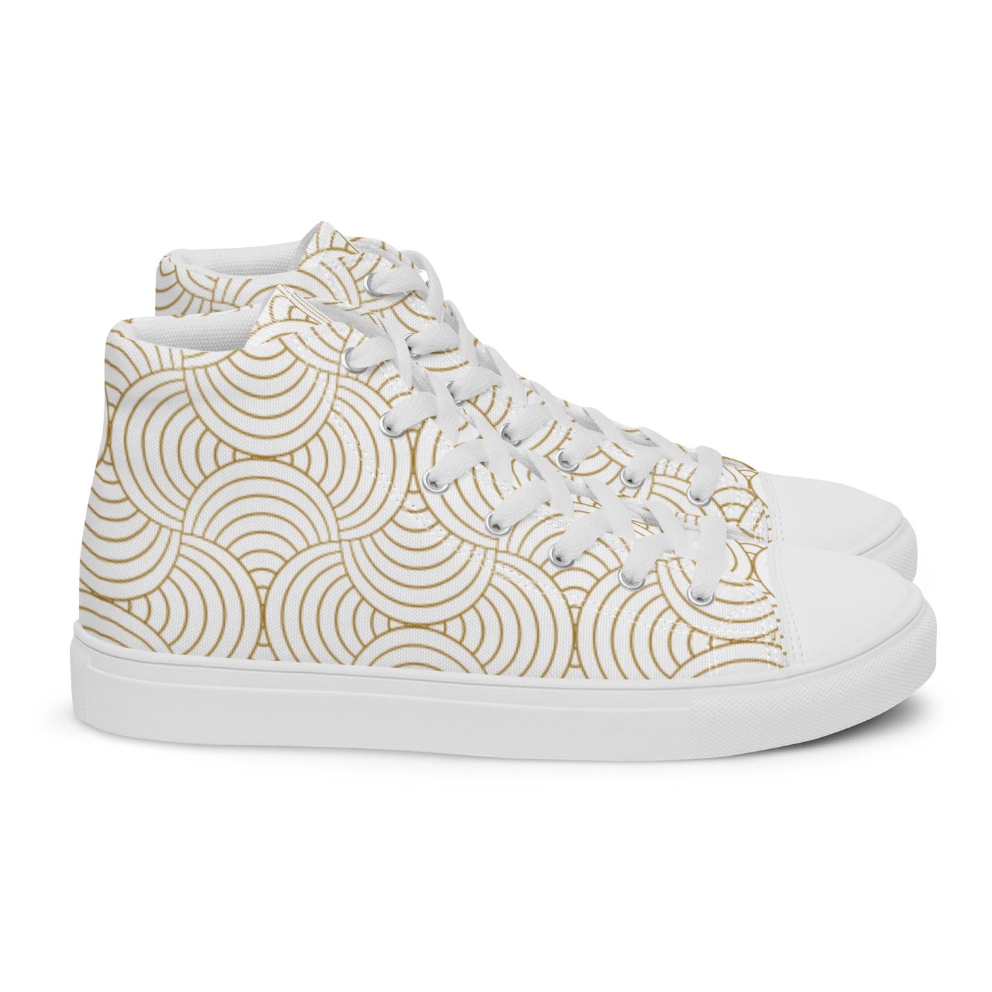 Baskets hautes en toile femme - Blanc et Or – Légères et confortables – Graphique