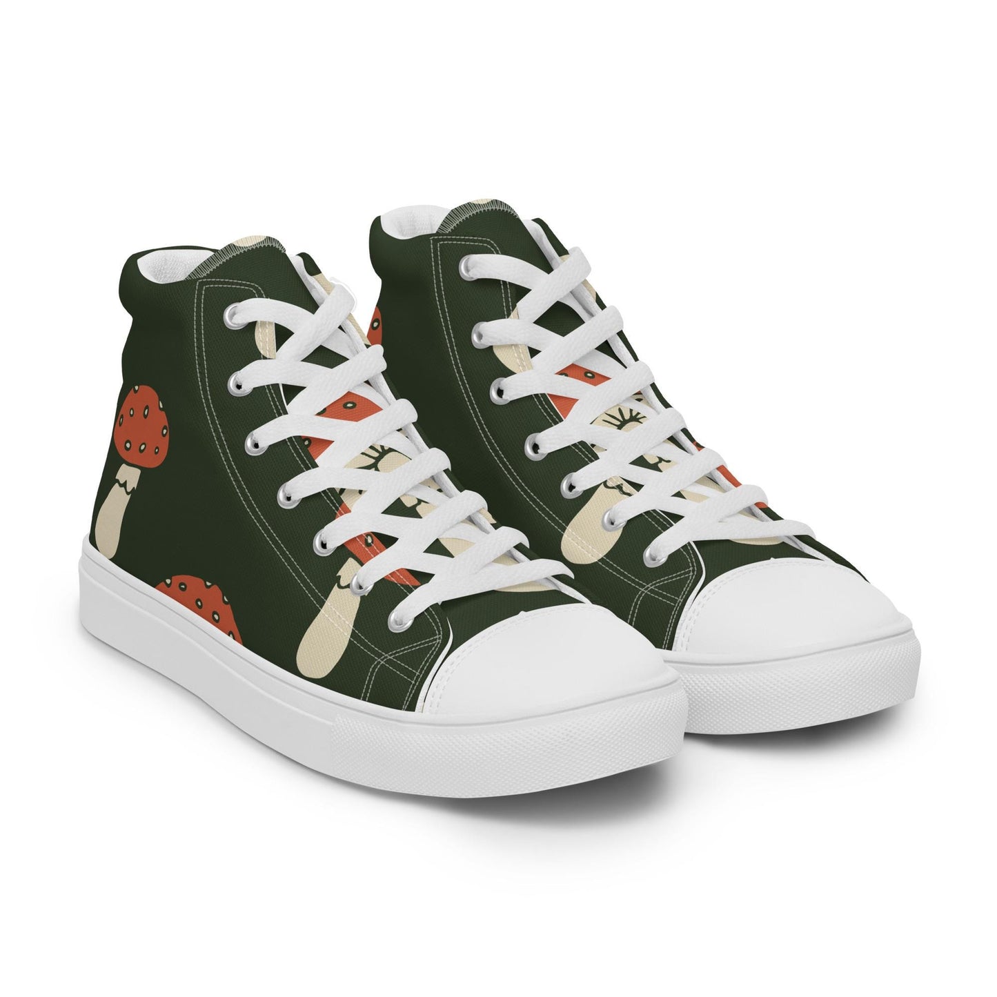 Baskets montantes en toile homme - Vert, imprimé – À lacets, légères et confortables – Minimaliste
