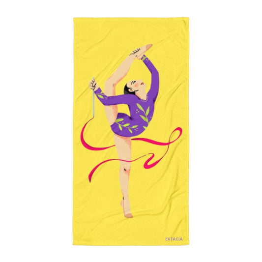 Serviette de Bain et de Plage en Coton - Douce Absorbante Compacte - Sport, Piscine surf - cadeau, anniversaire - Design Danseuse, Gymnaste