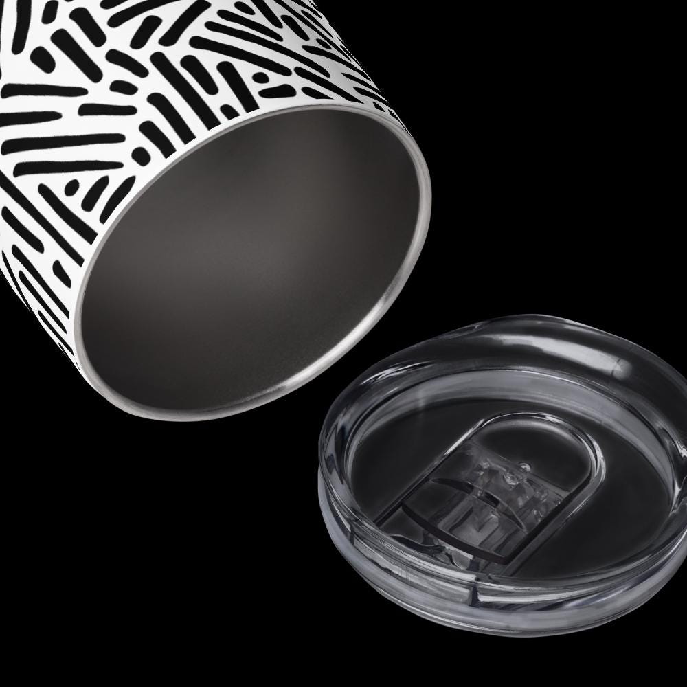 Mug Isotherme Inox - Petit Thermos Isotherme en Acier Inoxydable – Design Graphique - Mug de Voyage, Gobelet à Vin, Café, Thé, Étanche