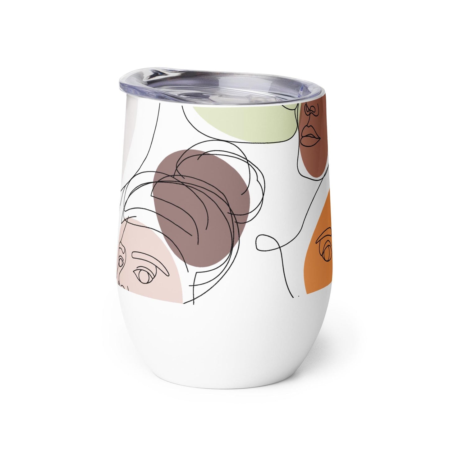 Mug Isotherme Inox - Petit Thermos Isotherme en Acier Inoxydable – Design Artistique Visages Féminins Calligraphie, Mug de Voyage Gobelet