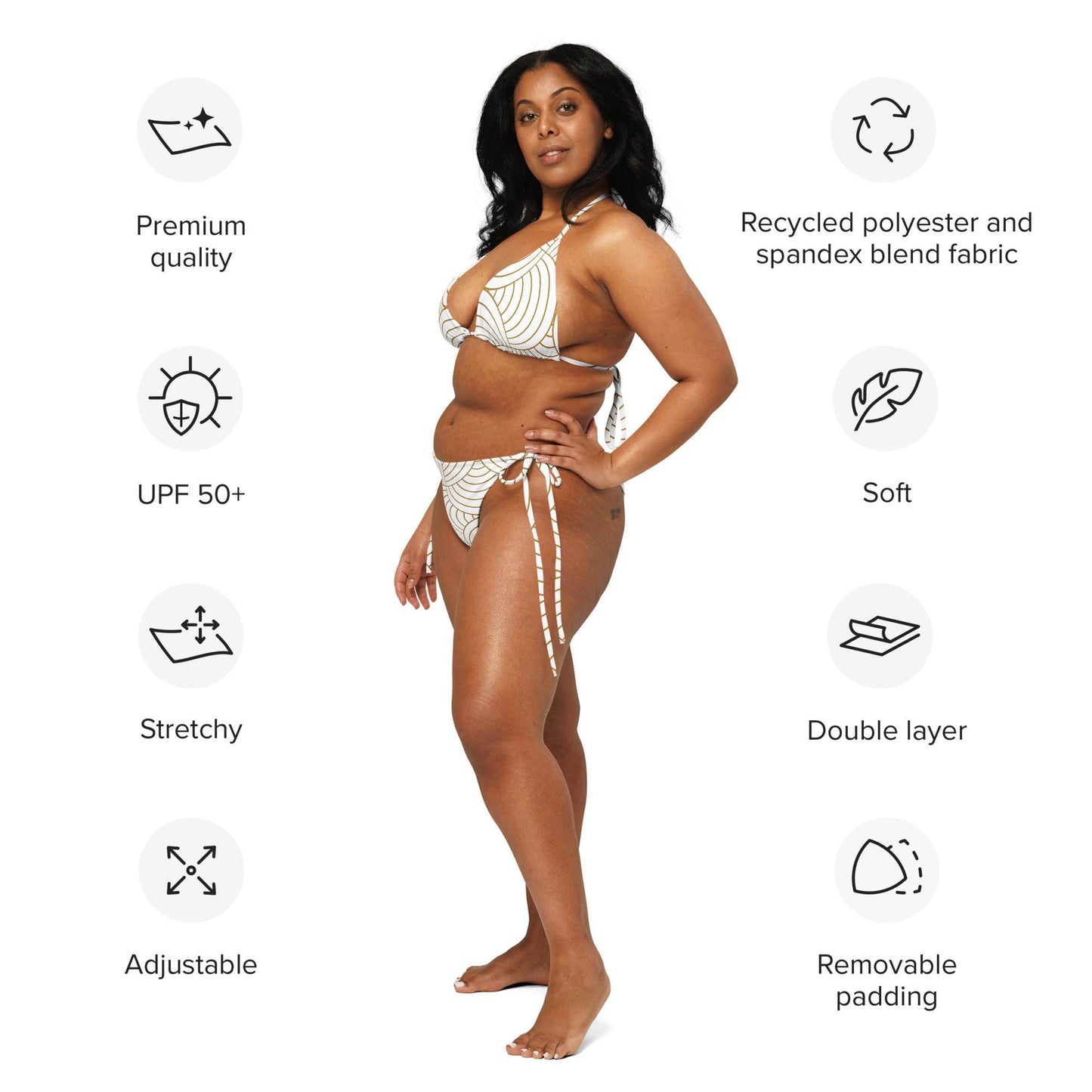 Bikini Recyclé pour Femme - Polyester recyclé – Maillot de Bain deux pièces, Écologique, Confortable - Plage - Design Minimaliste Graphique