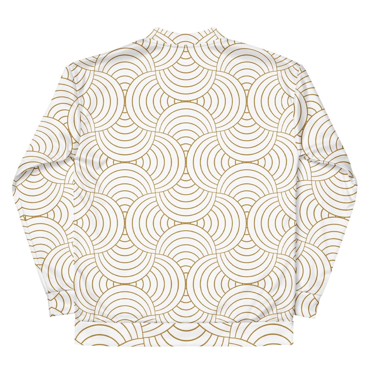 Veste bombardier pour femme - Blanc et Or – Zippée, légère et confortable – Graphique Minimaliste