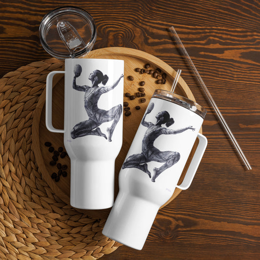 extaciafrance - Mug isotherme inox – Blanc – 25 & 40 oz – Anse intégrée & double-paroi durable – Motif: Gymnaste Danseuse - couches double face
