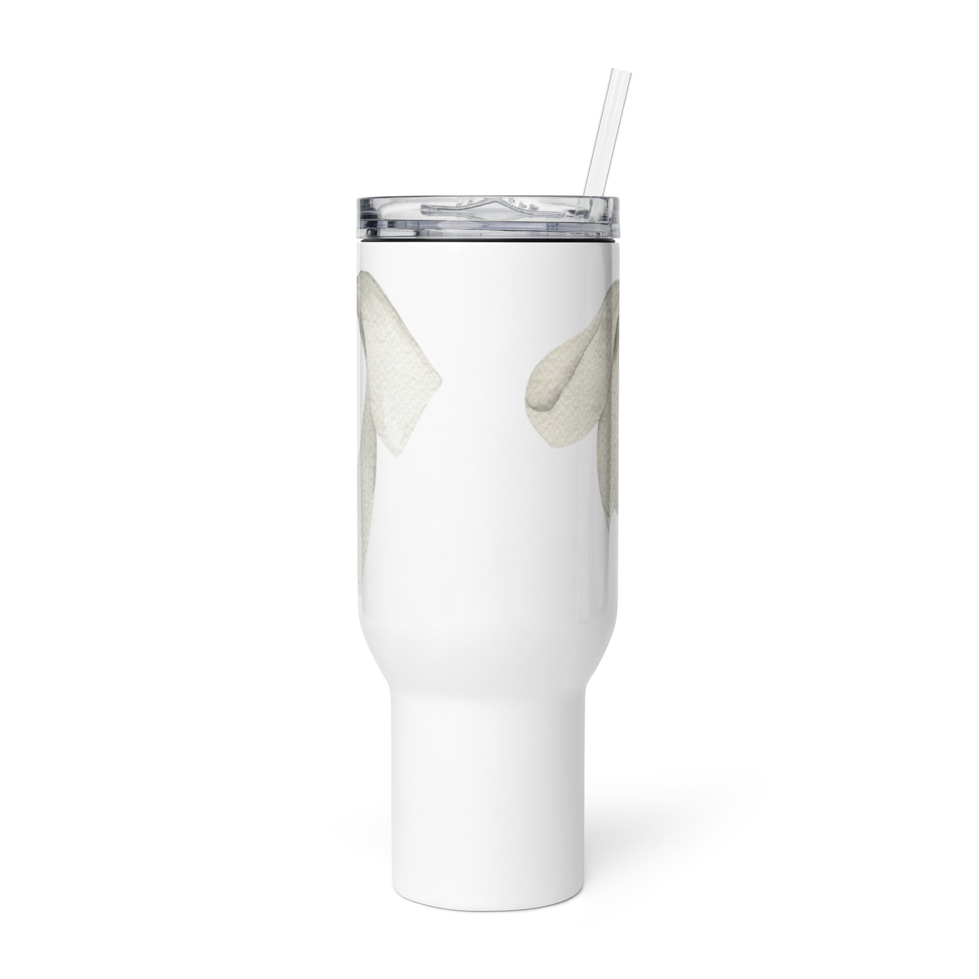 extaciafrance - Mug isotherme inox – Blanc – 25 & 40 oz – Anse intégrée & double-paroi durable – Motif: Noeud Cendré -  + paille fond blanc 3