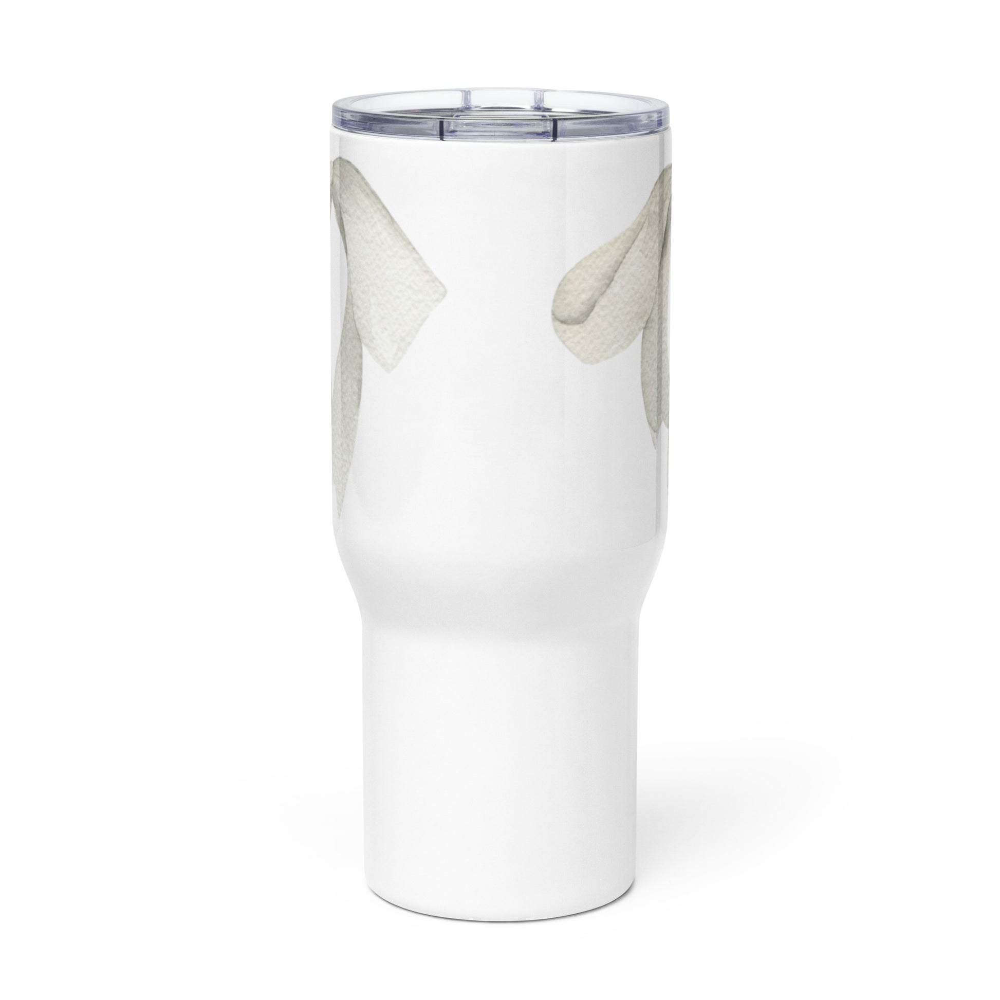 extaciafrance - Mug isotherme inox – Blanc – 25 & 40 oz – Anse intégrée & double-paroi durable – Motif: Noeud Cendré -  + paille porte 12