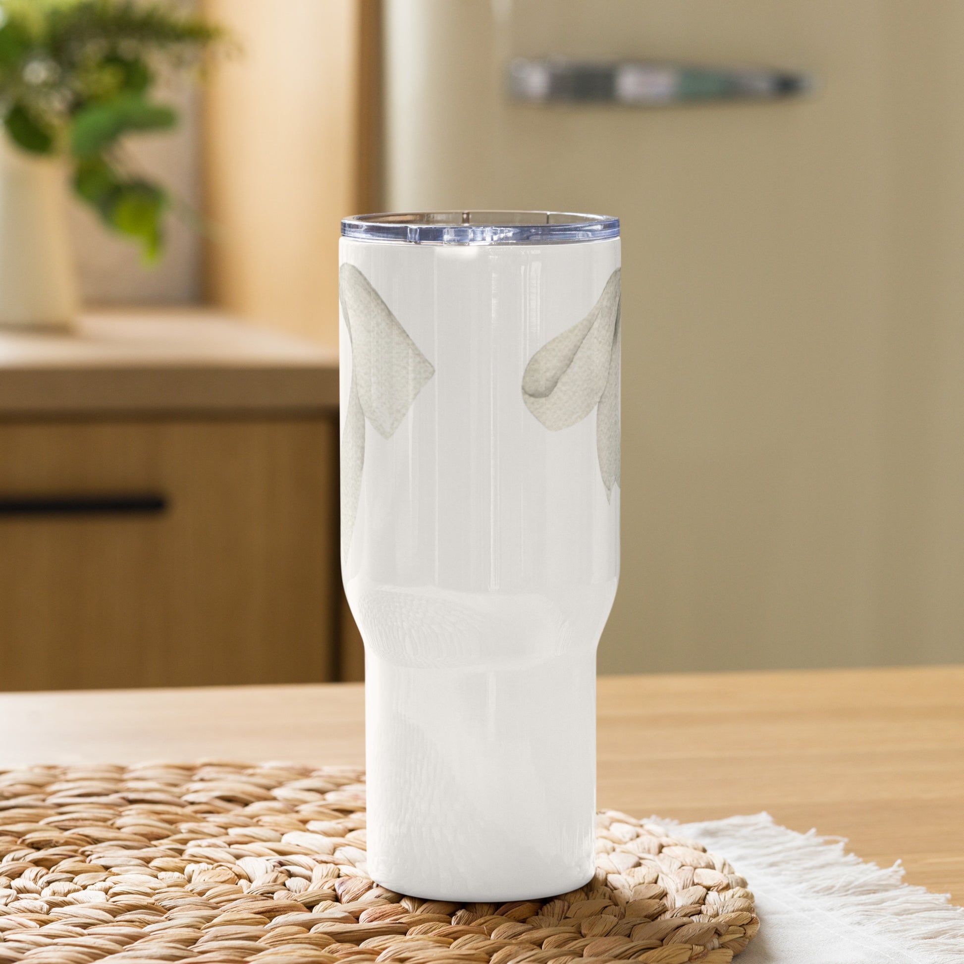 extaciafrance - Mug isotherme inox – Blanc – 25 & 40 oz – Anse intégrée & double-paroi durable – Motif: Noeud Cendré -  + paille porte 17