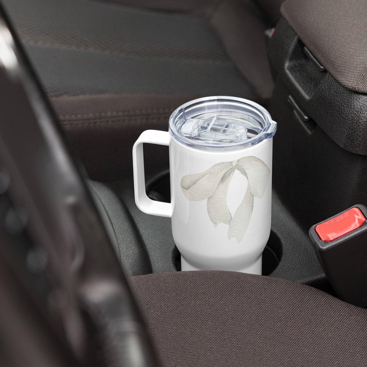 extaciafrance - Mug isotherme inox – Blanc – 25 & 40 oz – Anse intégrée & double-paroi durable – Motif: Noeud Cendré -  + paille porte 8