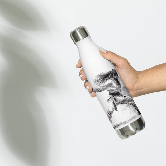Bouteille Noir - Gourde Étanche Isotherme en Acier Inoxydable – Design Arts Martiaux - Durable – Bureau, Sport, Camping Randonnée cadeau