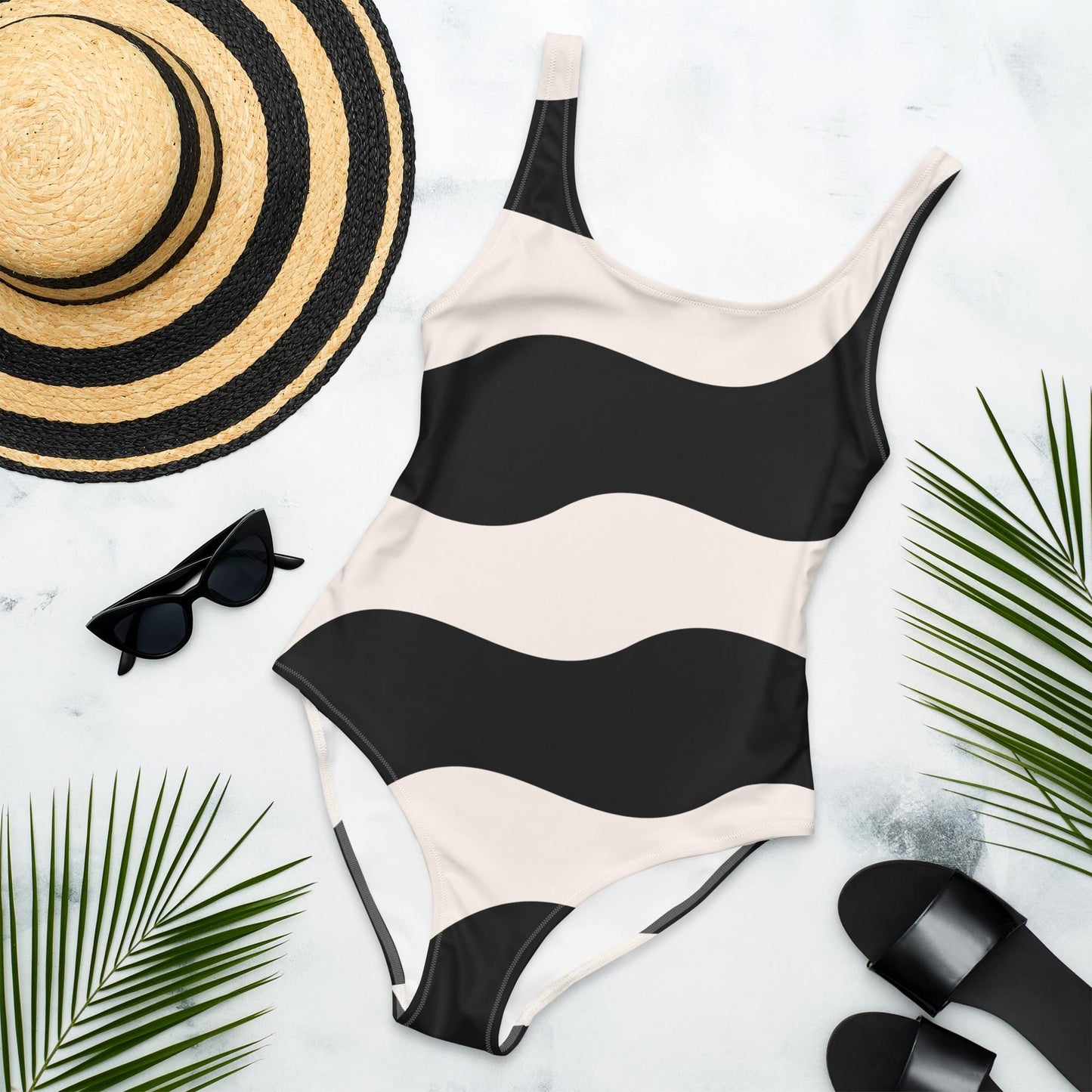 Maillot de Bain une Pièce pour Femme – Élégant et Confortable - Plage, Piscine, Vacances, bain, surf - Cadeau - Design Minimaliste Graphique