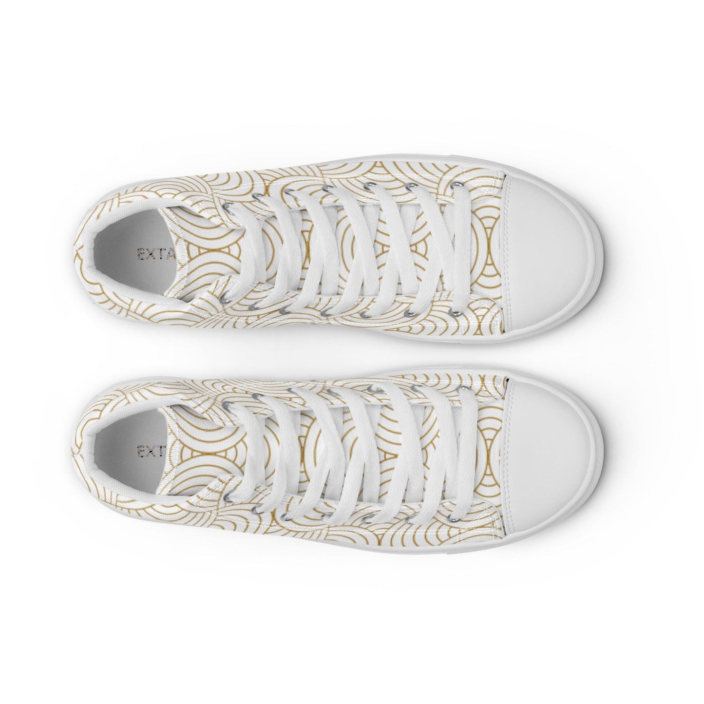 Baskets hautes en toile femme - Blanc et Or – Légères et confortables – Graphique