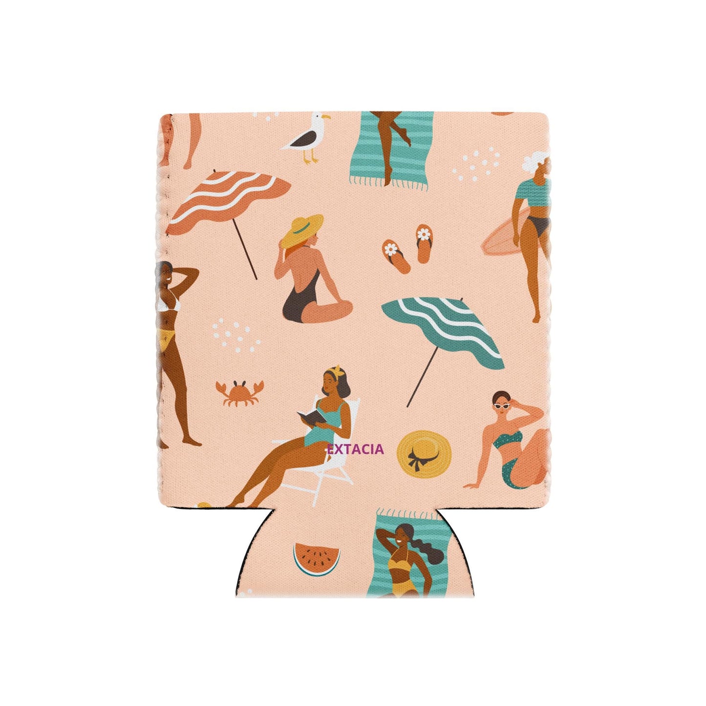 Housse Isotherme, Manchon Refroidisseur - Boisson Bouteille canette, anti-condensation réutilisable -Design Silhouettes Femmes Plage été
