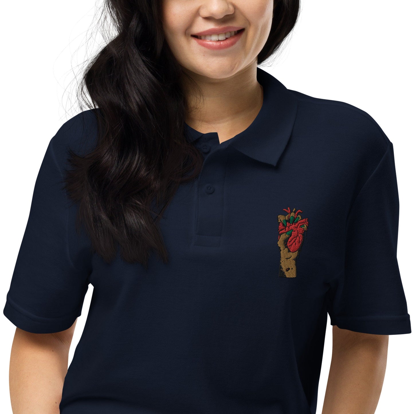 Polo piqué pour Femme 100% Coton - Motif Brodé sur la poitrine - coupe classique, haut casual, élégant, tenue décontractée, cadeau