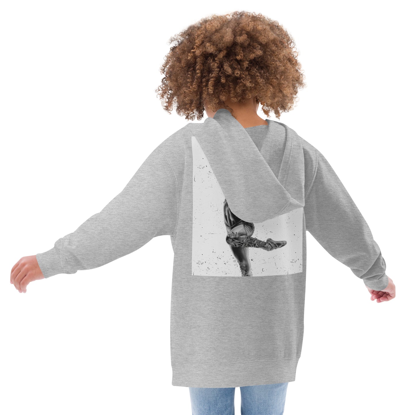 Sweat à capuche pour petite fille – Gris Cendre – Coton-mélange, motif imprimé, pull chaud & doux – Motif Gymnaste Danseuse