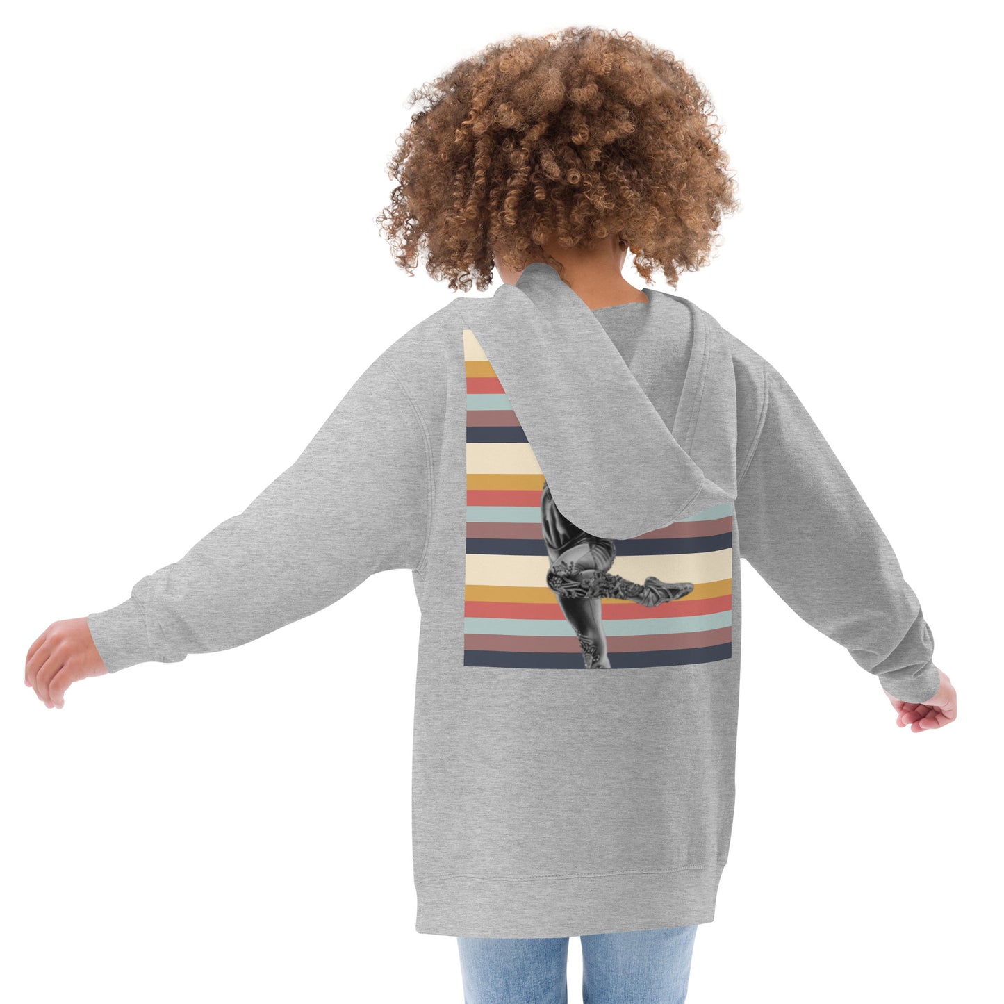 Sweat à capuche pour petite fille & ado – Multi Couleur à Rayures – Coton-mélange, pull chaud & doux – Motif Gymnaste Danseuse