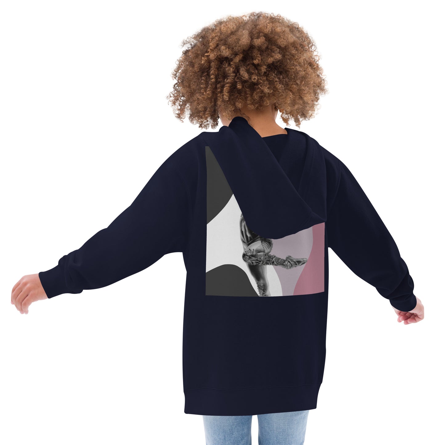 Sweat à capuche pour petite fille – Jeux de Gris & Rose – Coton-mélange, motif imprimé, pull chaud & doux – Motif Gymnaste Danseuse