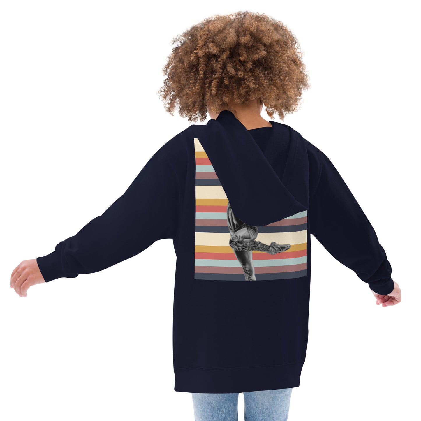 Sweat à capuche pour petite fille & ado – Multi Couleur à Rayures – Coton-mélange, pull chaud & doux – Motif Gymnaste Danseuse