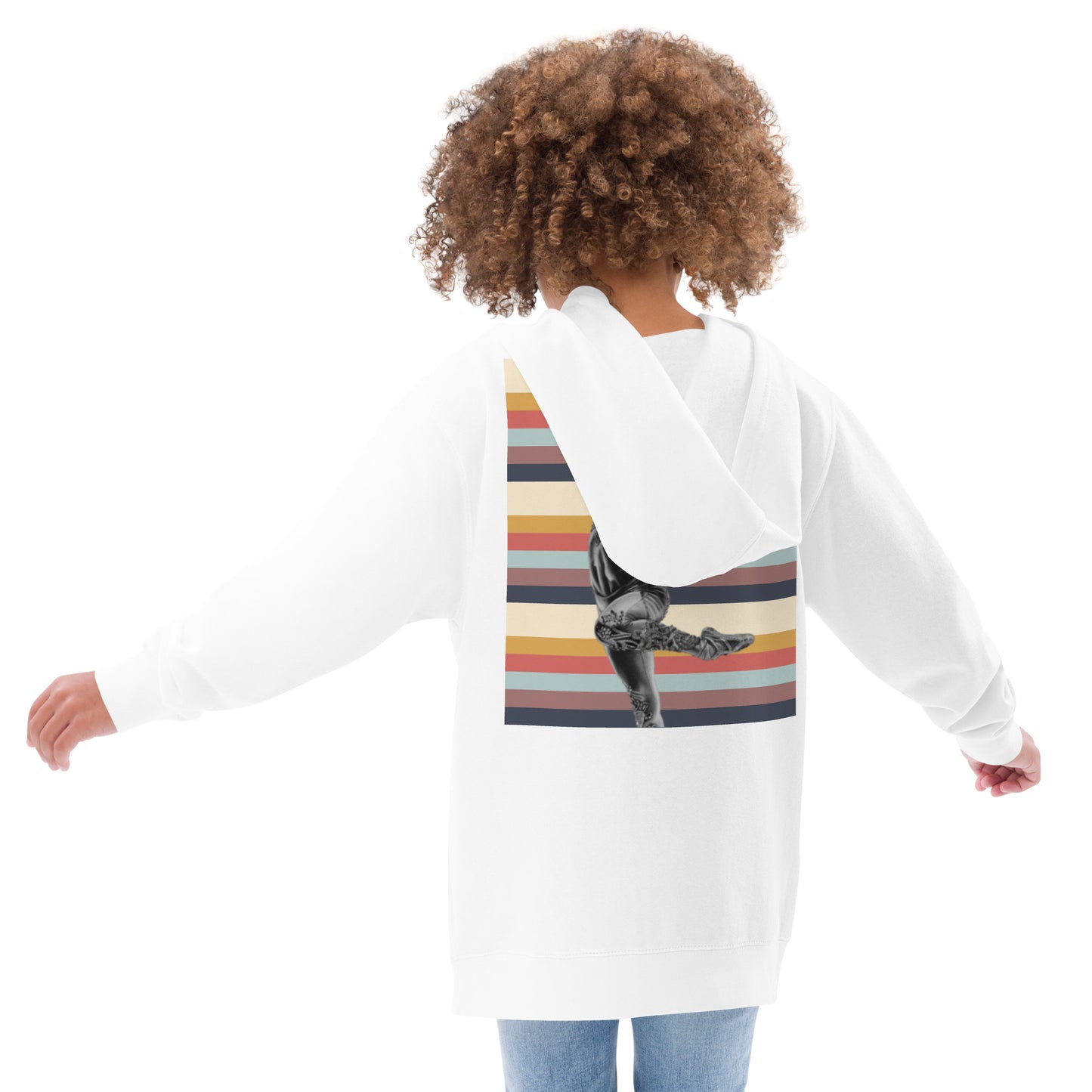 Sweat à capuche pour petite fille & ado – Multi Couleur à Rayures – Coton-mélange, pull chaud & doux – Motif Gymnaste Danseuse