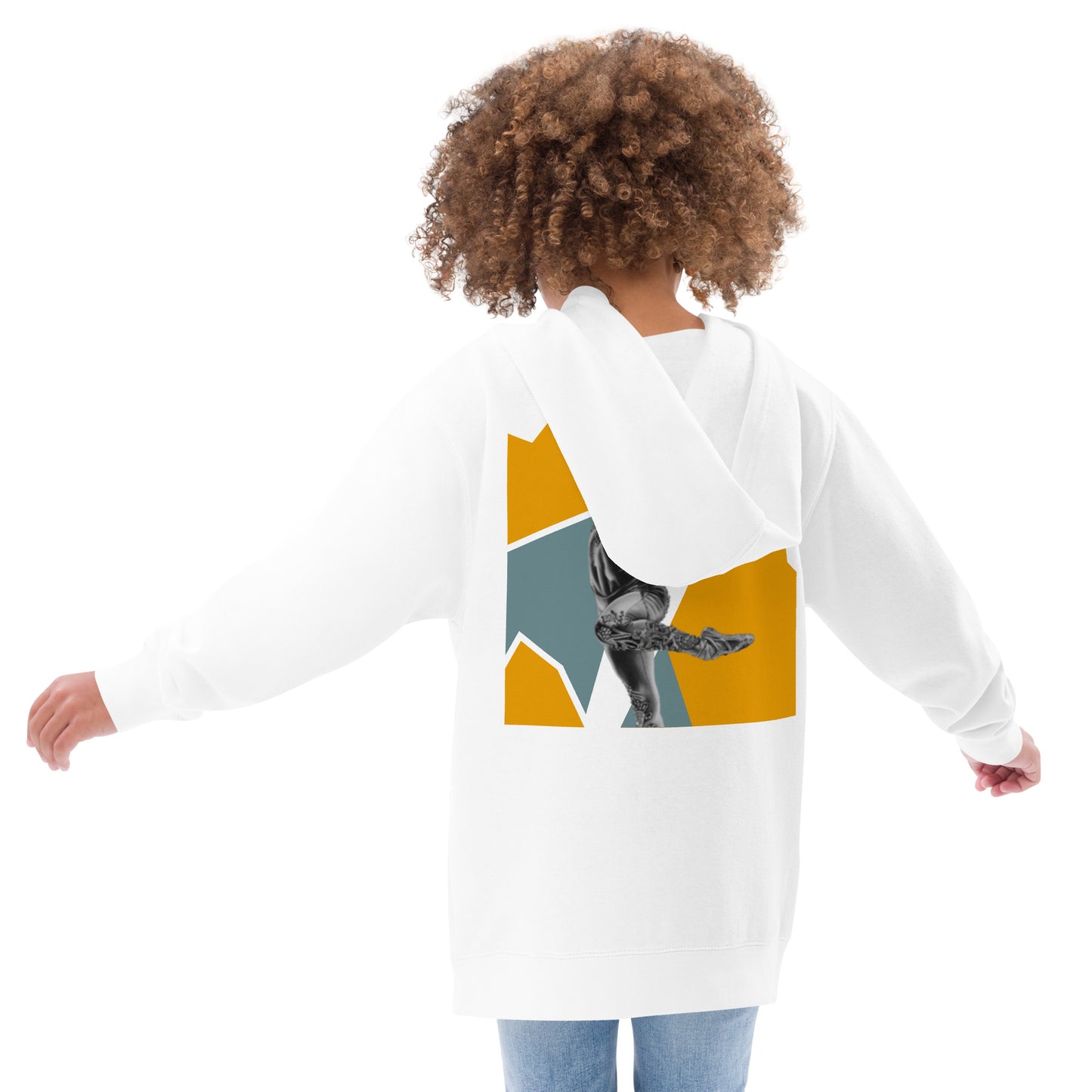 Sweat à capuche pour petite fille & ado – Jaune & Kaki – Coton-mélange, pull chaud & doux – Motif Gymnaste Danseuse