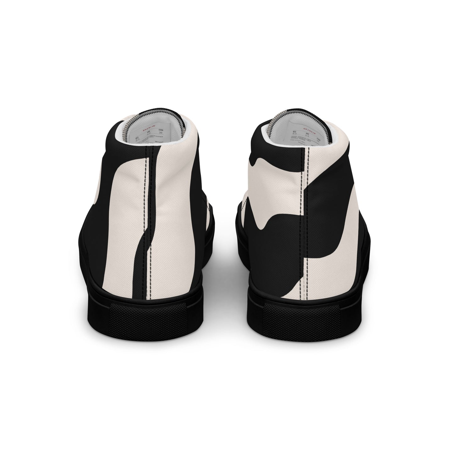 Baskets montantes en toile homme - Beige et Noir – À lacets, légères et confortables – Graphique