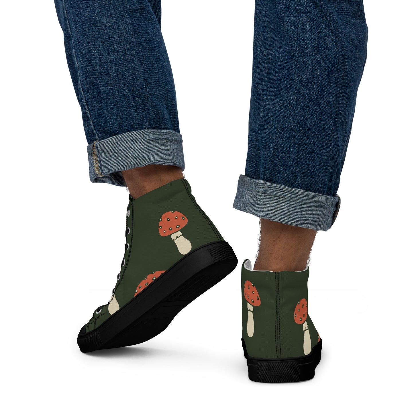 Baskets montantes en toile homme - Vert, imprimé – À lacets, légères et confortables – Minimaliste