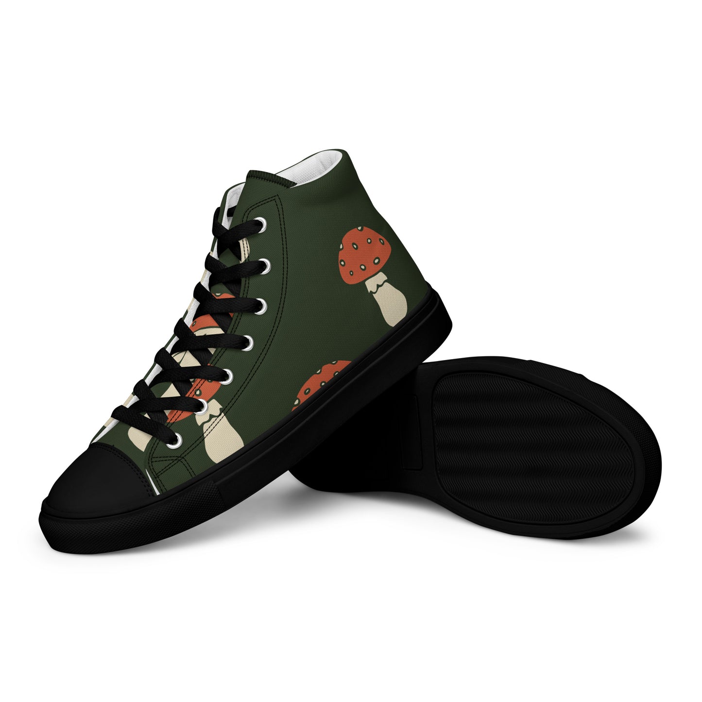 Baskets montantes en toile homme - Vert, imprimé – À lacets, légères et confortables – Minimaliste