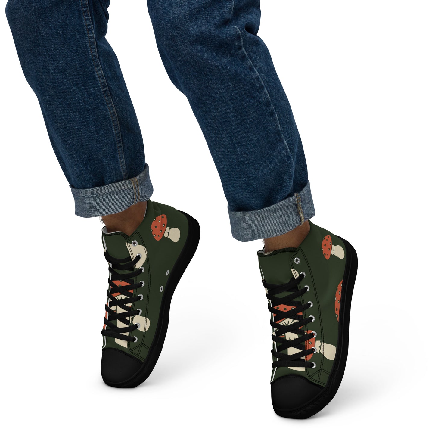 Baskets montantes en toile homme - Vert, imprimé – À lacets, légères et confortables – Minimaliste