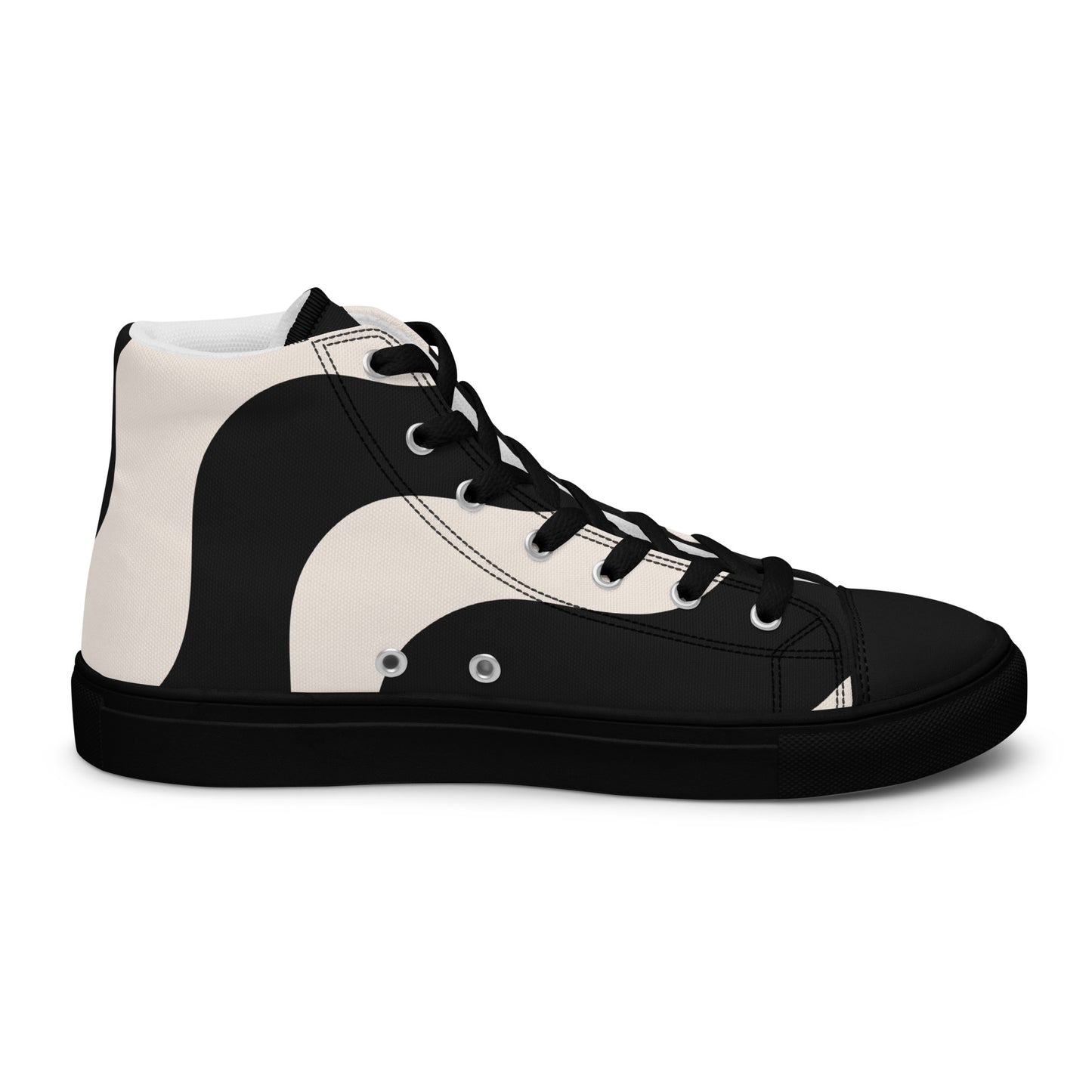 Baskets montantes en toile homme - Beige et Noir – À lacets, légères et confortables – Graphique