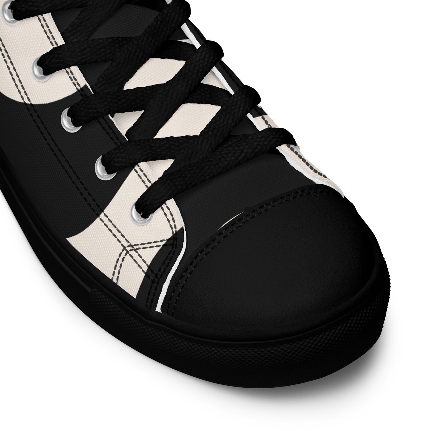 Baskets montantes en toile homme - Beige et Noir – À lacets, légères et confortables – Graphique