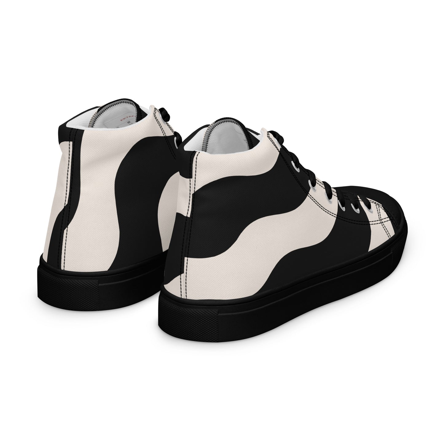 Baskets montantes en toile homme - Beige et Noir – À lacets, légères et confortables – Graphique