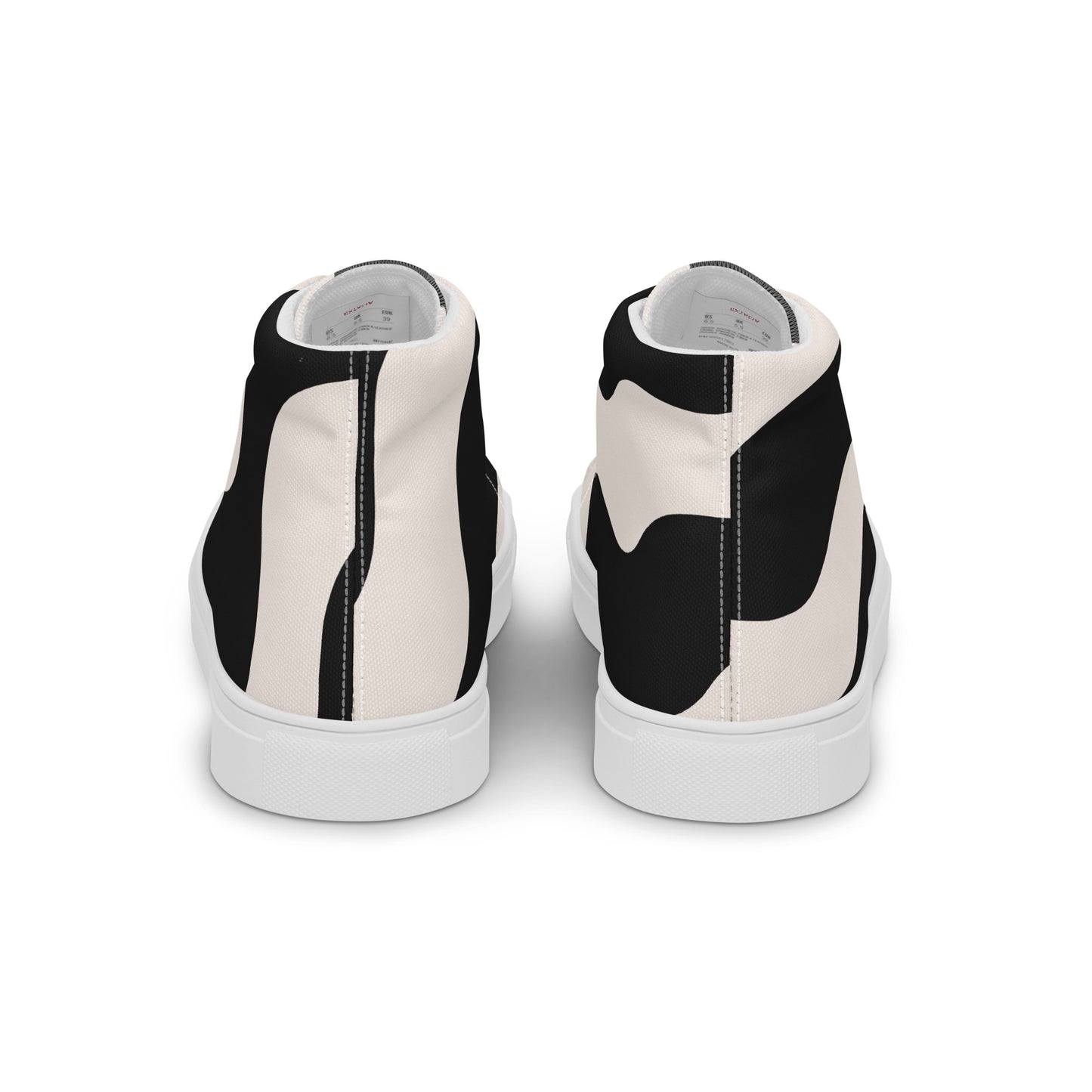 Baskets montantes en toile homme - Beige et Noir – À lacets, légères et confortables – Graphique