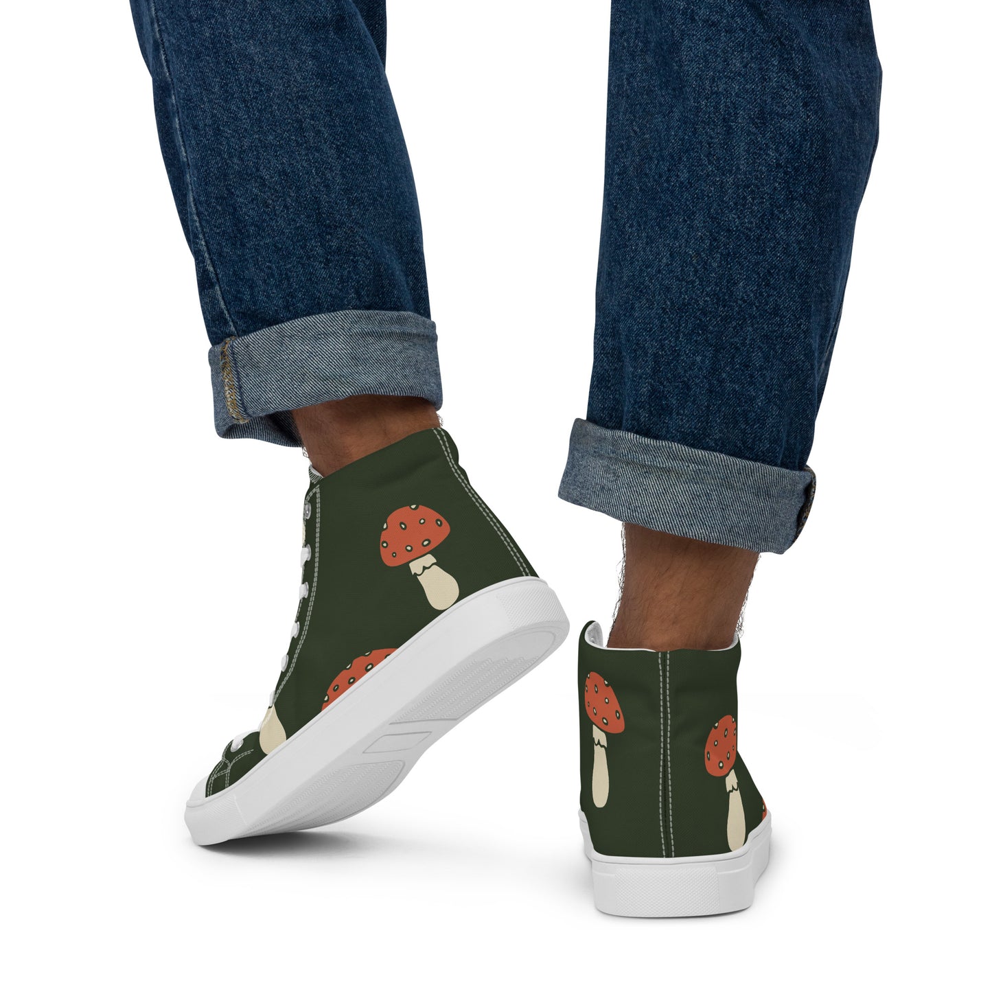 Baskets montantes en toile homme - Vert, imprimé – À lacets, légères et confortables – Minimaliste