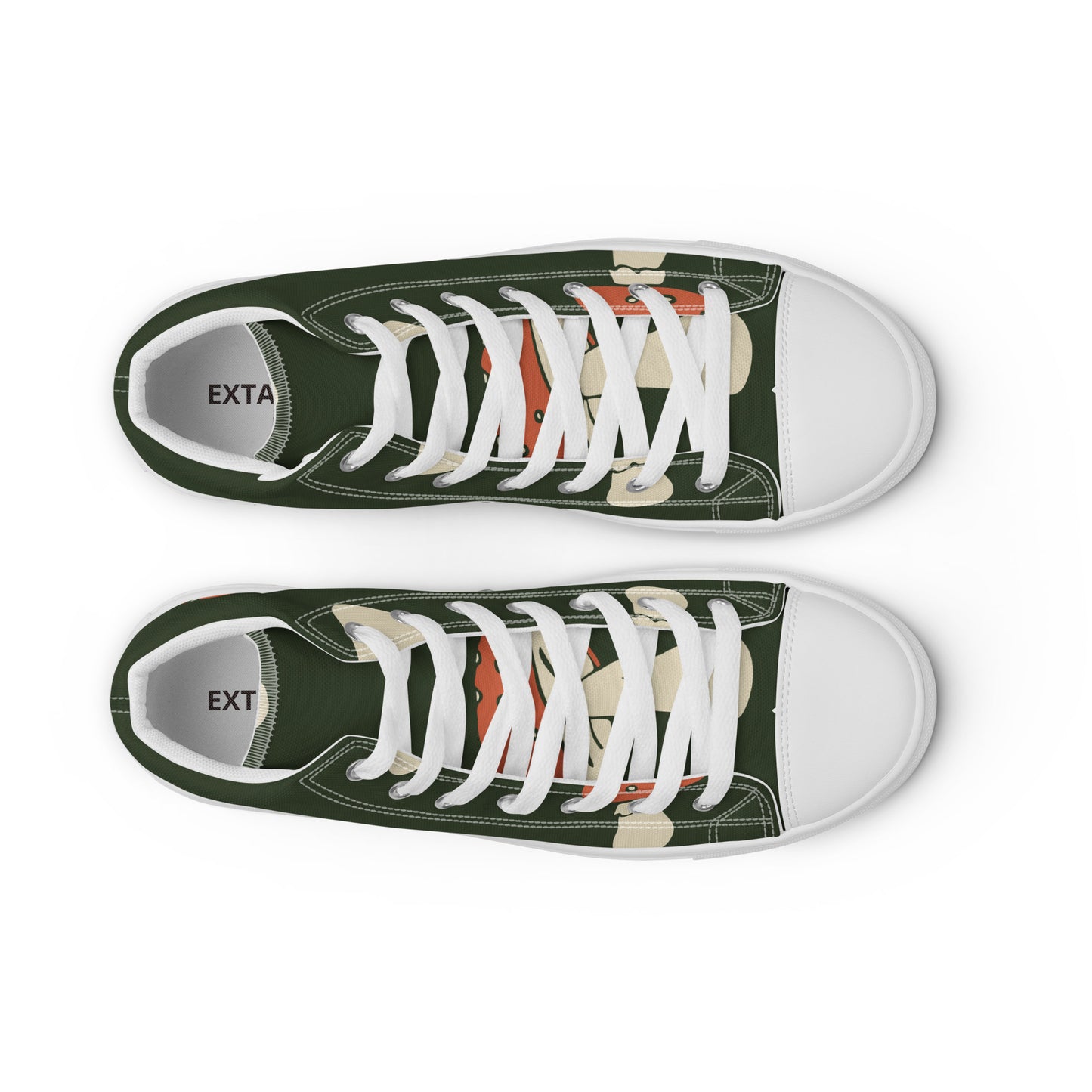 Baskets montantes en toile homme - Vert, imprimé – À lacets, légères et confortables – Minimaliste