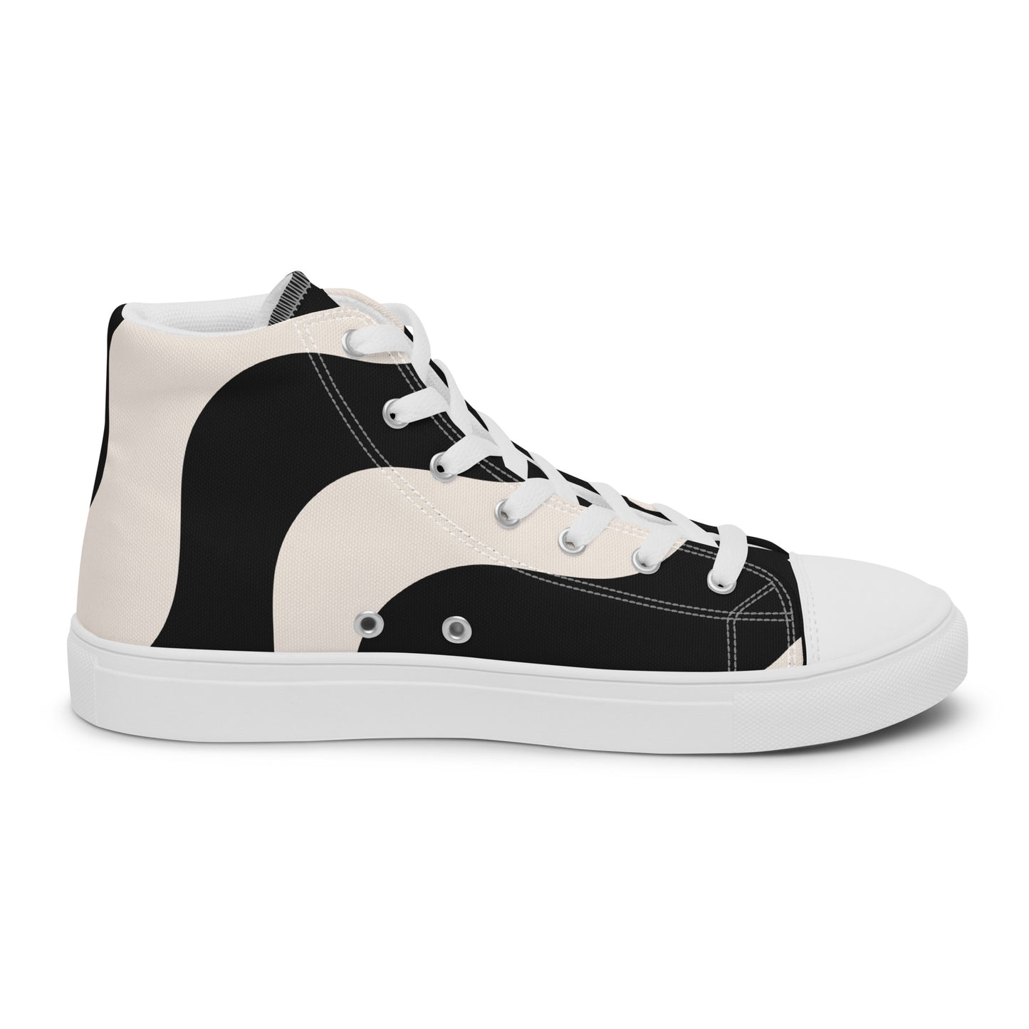 Baskets montantes en toile homme - Beige et Noir – À lacets, légères et confortables – Graphique