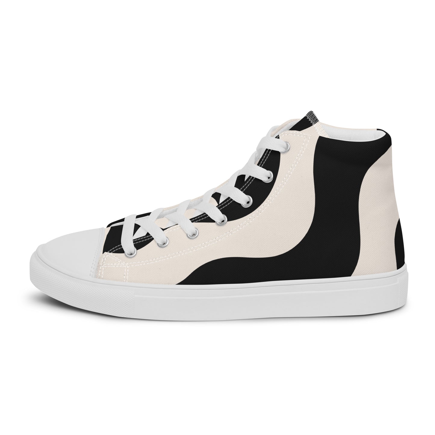 Baskets montantes en toile homme - Beige et Noir – À lacets, légères et confortables – Graphique