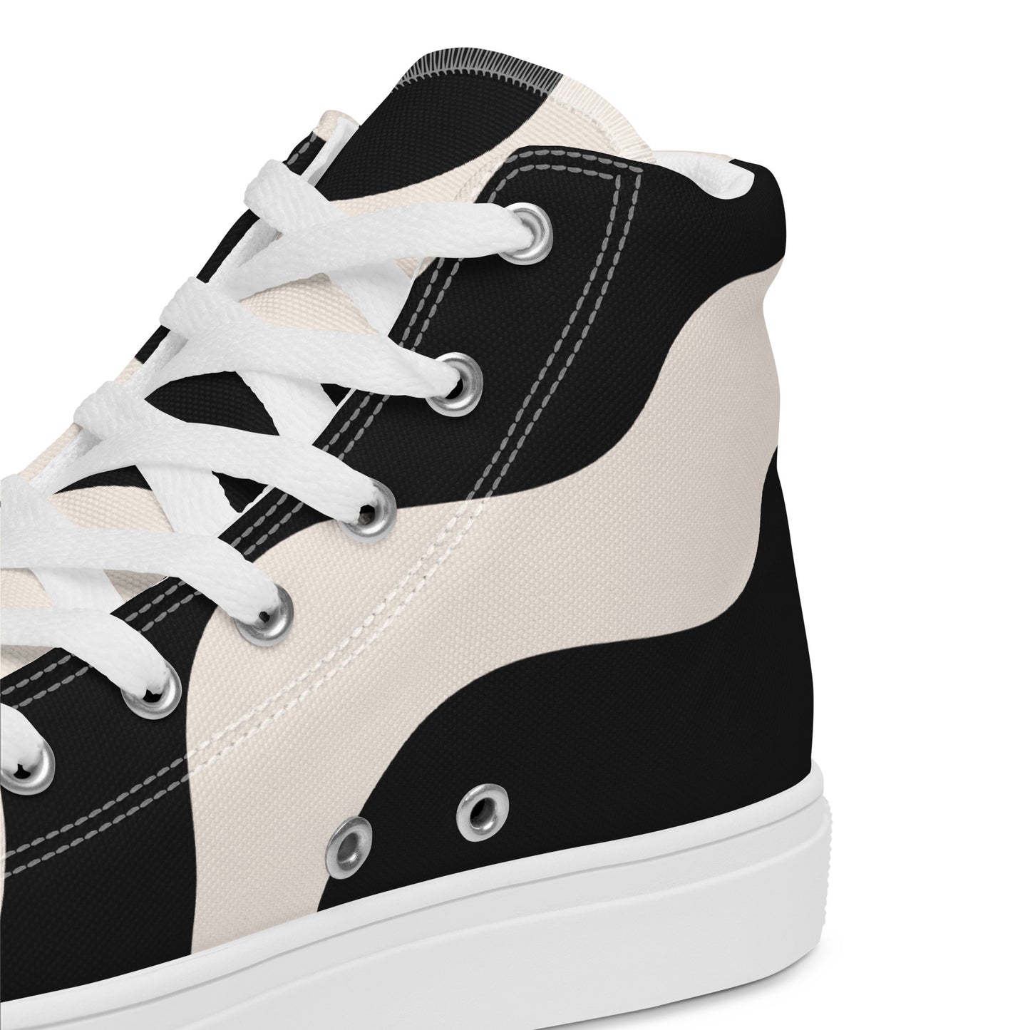 Baskets montantes en toile homme - Beige et Noir – À lacets, légères et confortables – Graphique