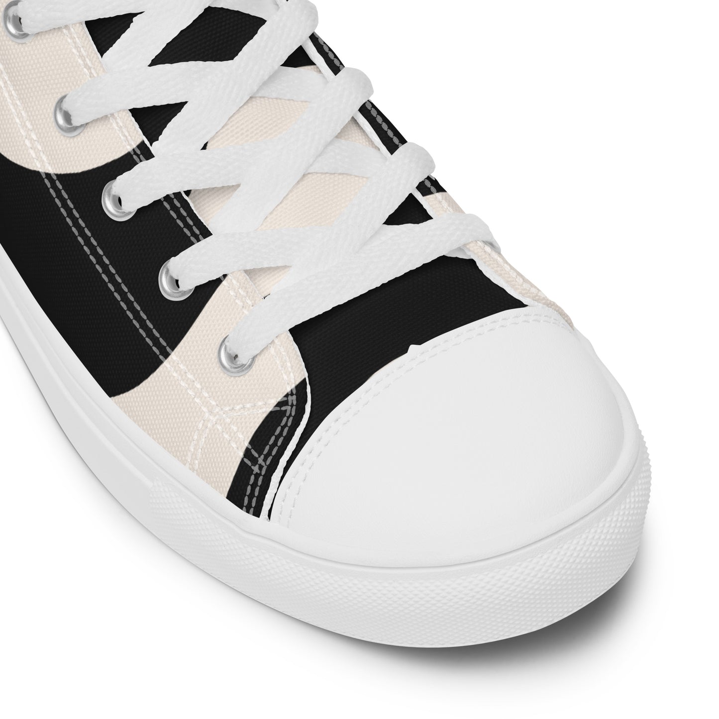Baskets montantes en toile homme - Beige et Noir – À lacets, légères et confortables – Graphique