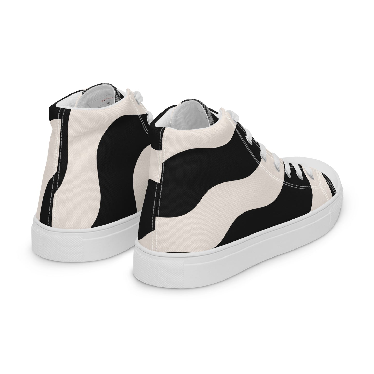 Baskets montantes en toile homme - Beige et Noir – À lacets, légères et confortables – Graphique