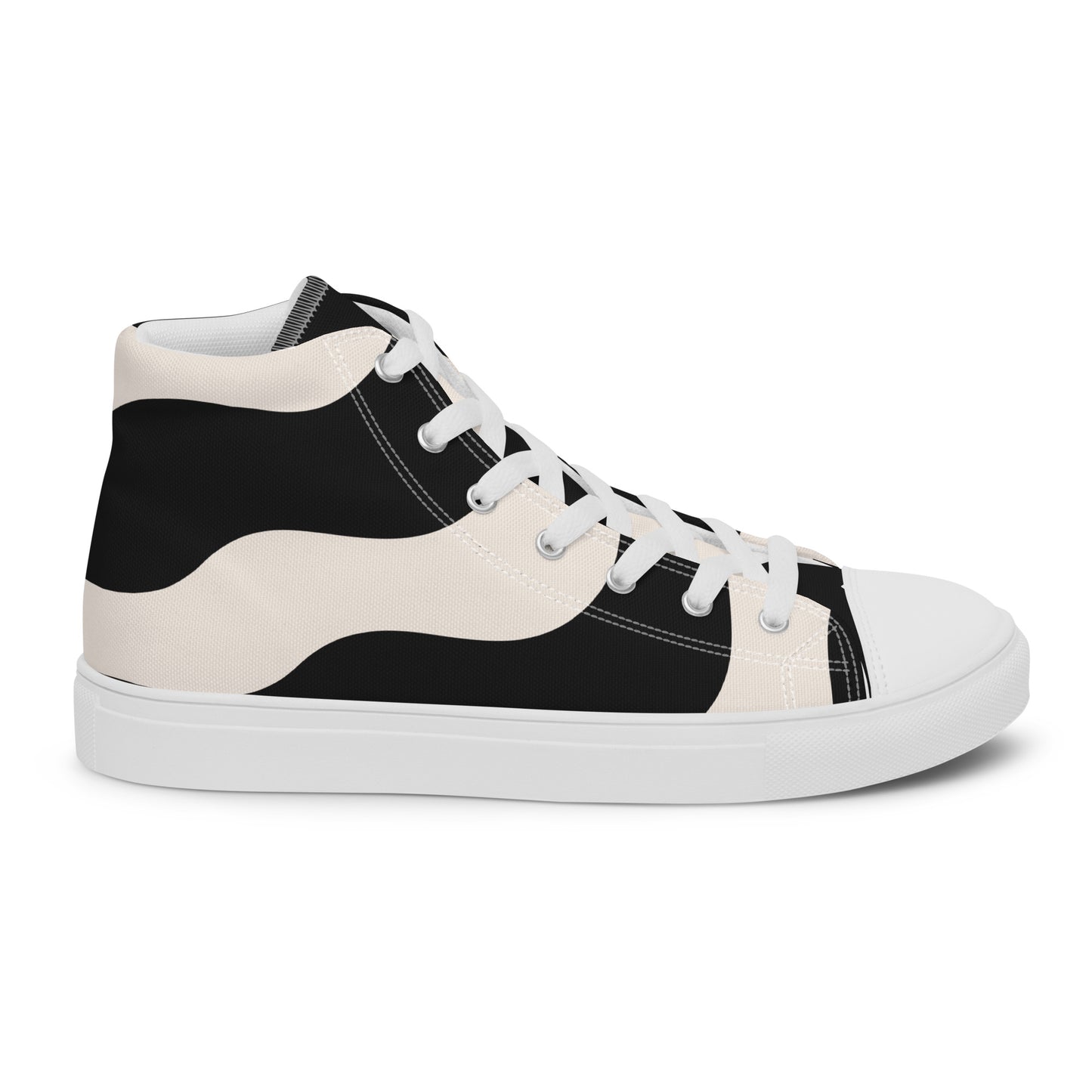 Baskets montantes en toile homme - Beige et Noir – À lacets, légères et confortables – Graphique