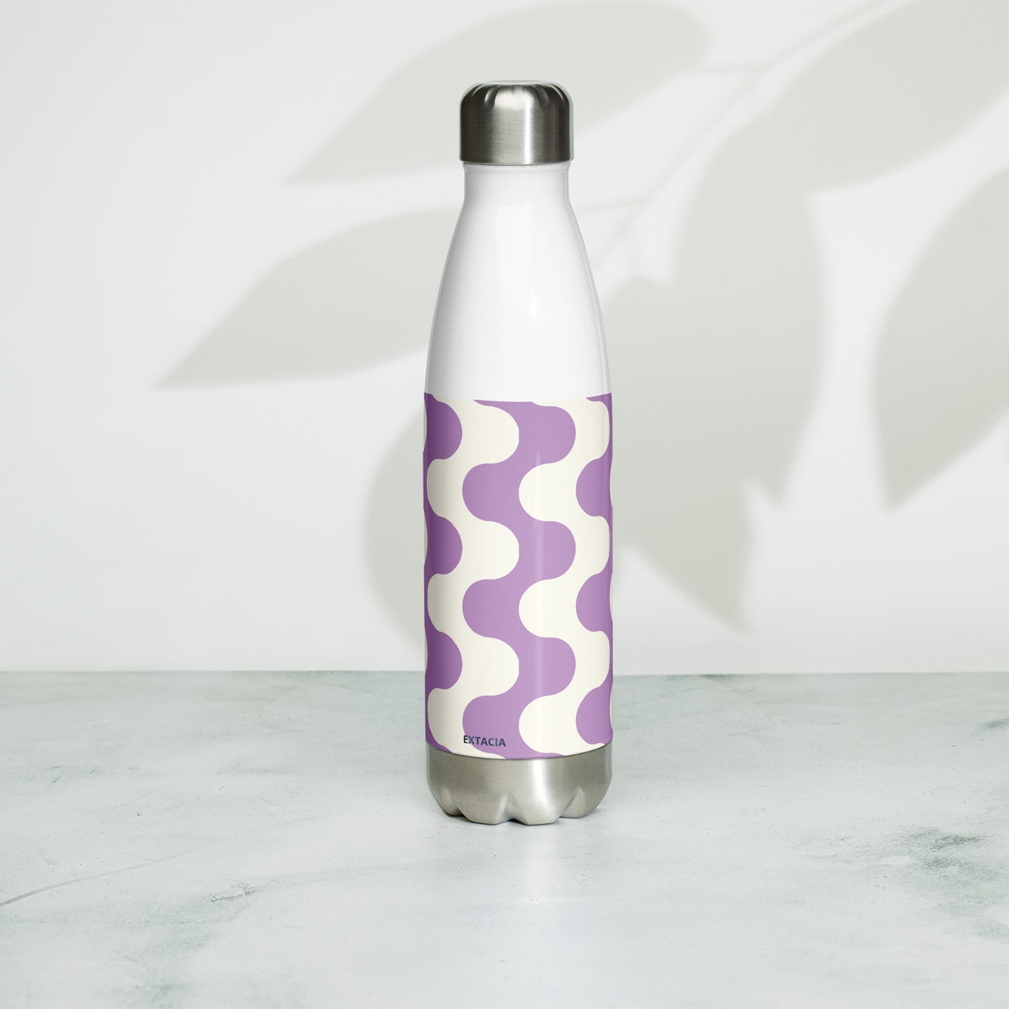 Gourde Inox - Blanc & Violet – Bouteille Étanche, isotherme, durable en acier inoxydable – Graphique