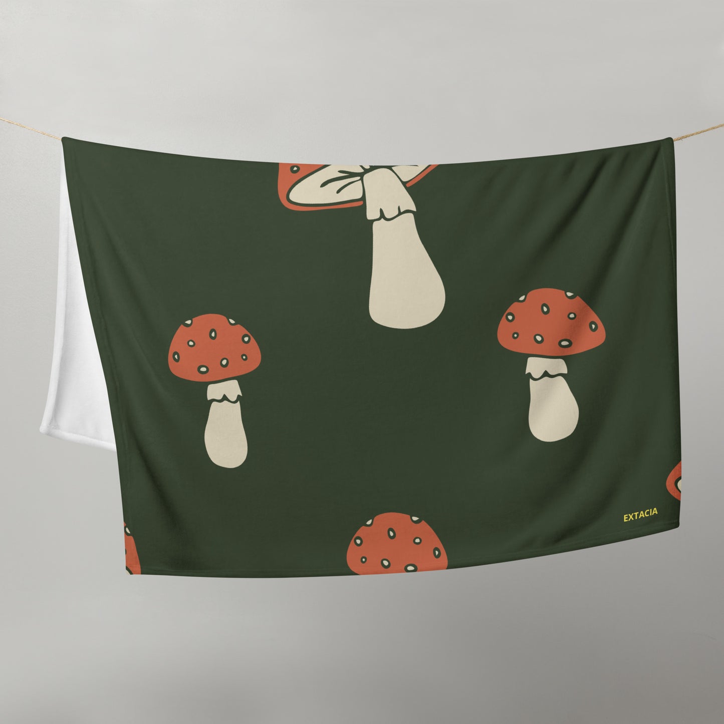 Plaid doux microfibre – Vert Champignon – chaleur & confort cocooning – Minimaliste