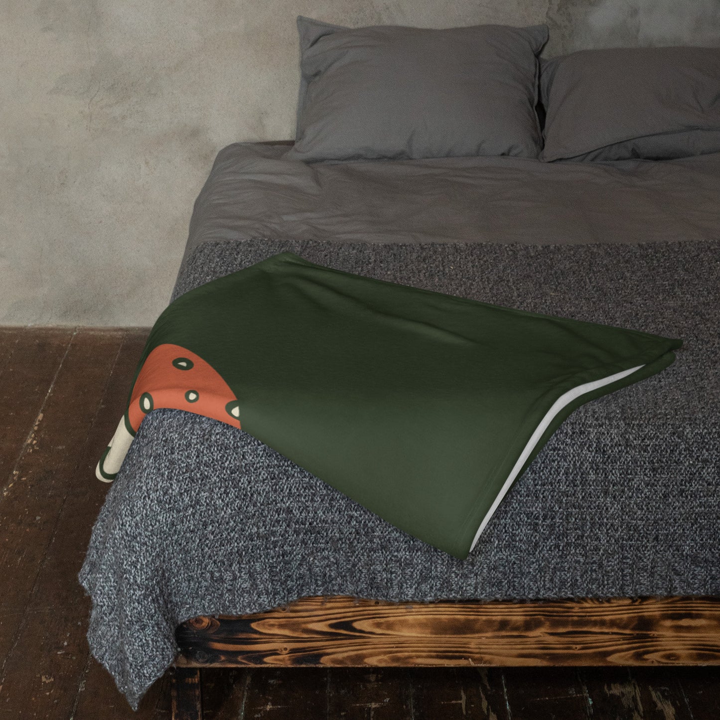 Plaid doux microfibre – Vert Champignon – chaleur & confort cocooning – Minimaliste